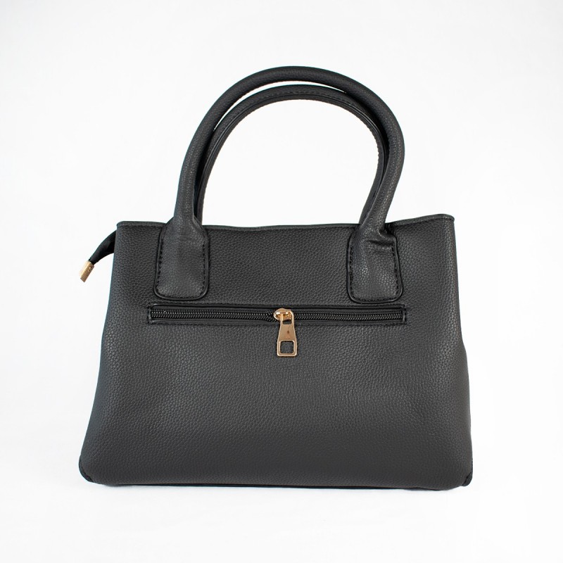 Cartera de mano color negro elegante. Bolso femenino con asas, ideal para la mujer moderna. Accesorio de moda.