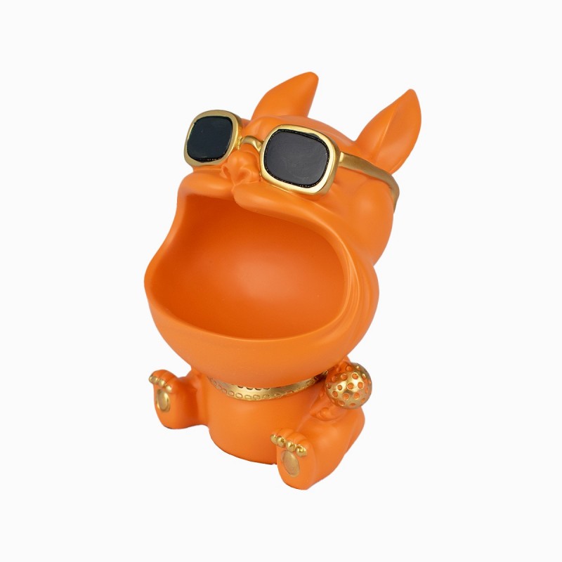Portallaves perro color Naranjo con gafas de sol, diseño moderno y decorativo. Ideal para organizar tus llaves con estilo.