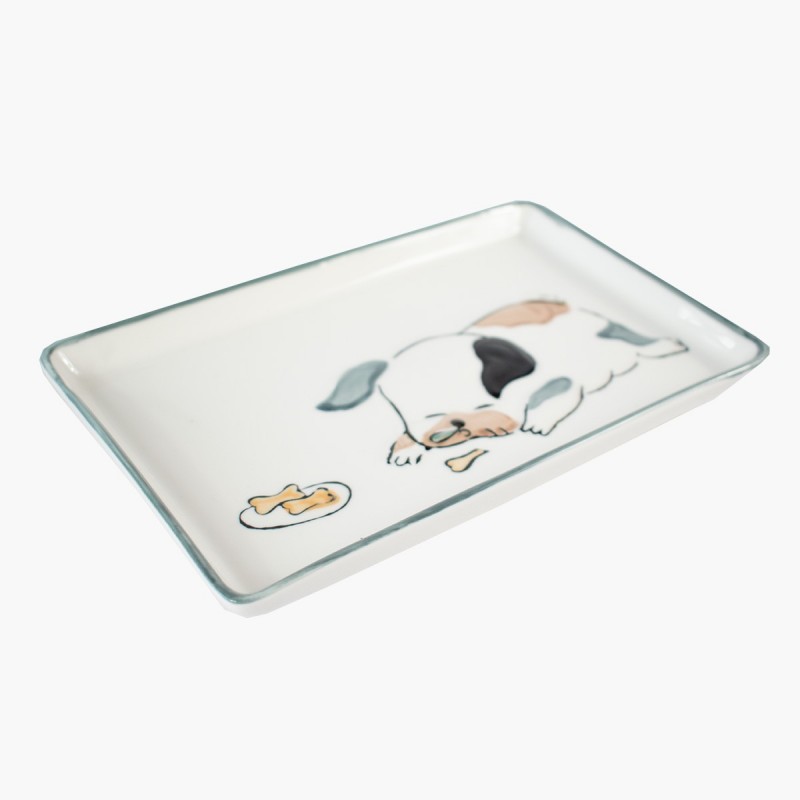 Plato de picoteo con dibujo de mascota durmiendo Diseño adorable para aperitivos Decoración hogar Chile