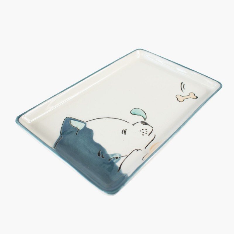 Plato picoteo diseño perrito, accesorio cocina kawaii, decoración hogar temática mascotas. Vajilla original regalo amante per...