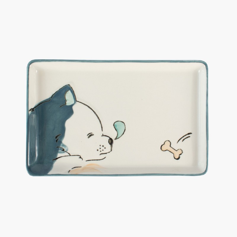 Plato picoteo diseño perro Plato aperitivo cerámica artesanal Plato decorativo perrito Regalo amantes mascotas Chile