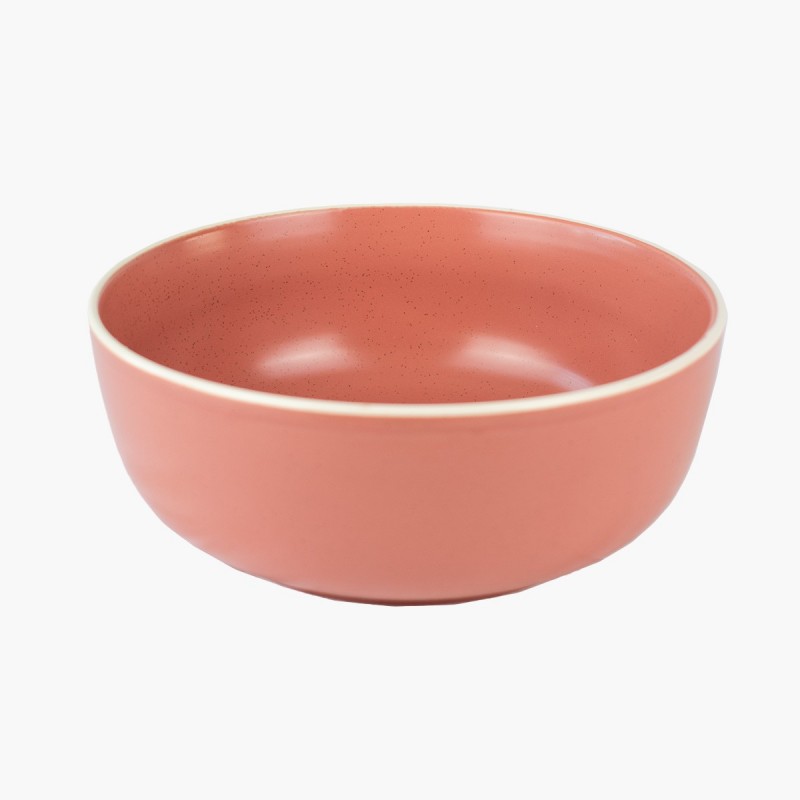 Bowl para ensalada color rosa cerámica borde blanco menaje cocina decoración hogar estilo moderno