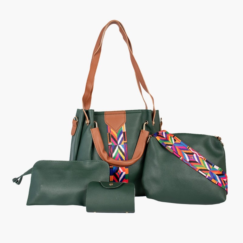 Set 4 piezas cartera billetera bolso de mano monedero verde moda mujer accesorios estilo juvenil tendencia actual Chile